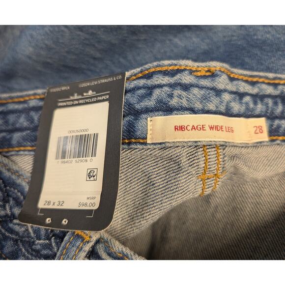 Levi’s Ribcage Wide Leg Jeans Blue High Rise NWT Women’s Size 28x32 - Picture 5 of 7